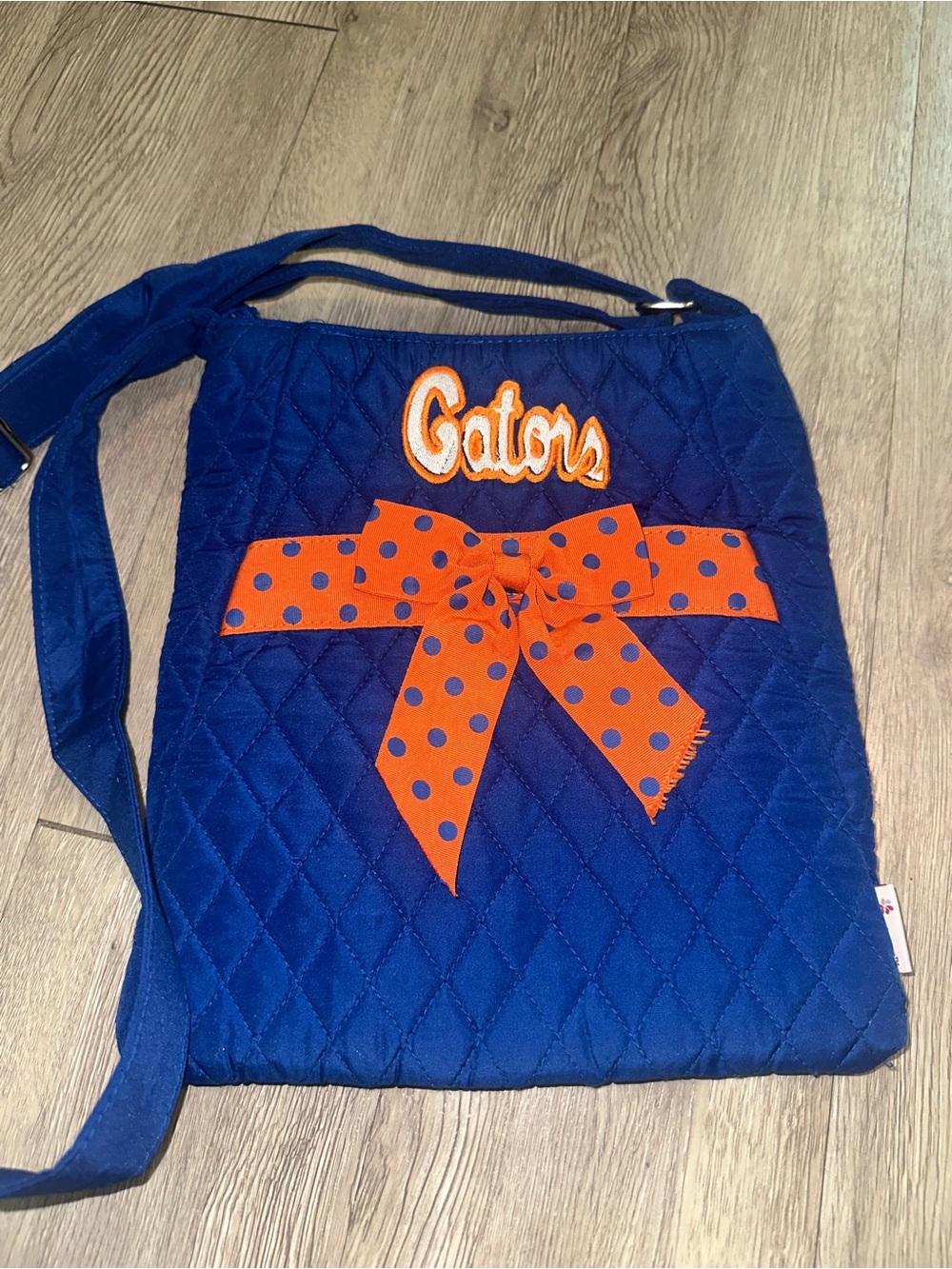 Belvah Florida Gators Quilted Crossbody Bag with Orange Polka Dot Bow